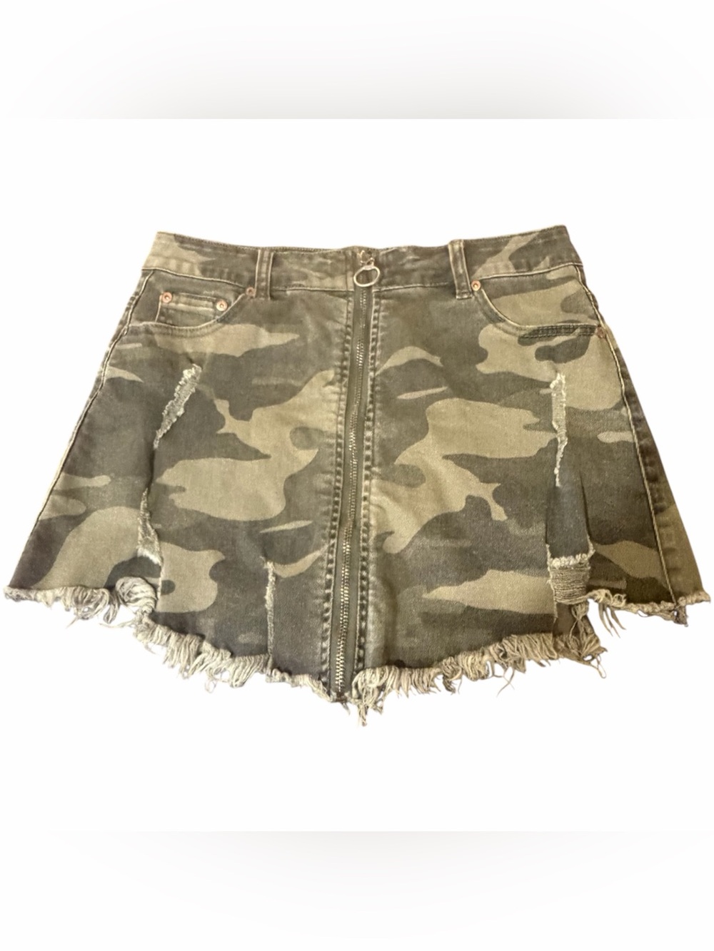 Dance & Marvel Camouflage Green Mini Skirt - M